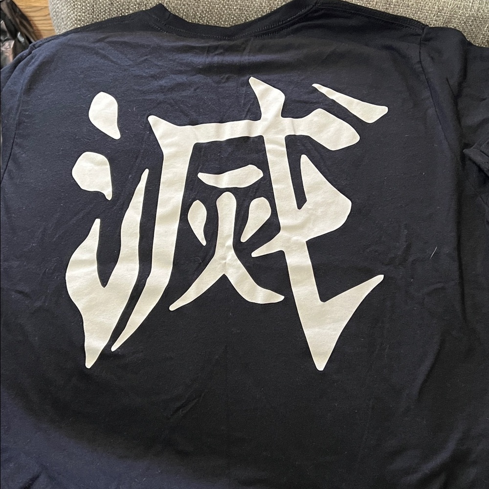 Black T-Shirt with White Graphic Demon Slayer